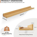 Fun Memories Picture Ledge Shelves Set of 2, 36 Inch Rustic Wall Mounted Floating Shelves with Lip for Home Storage and Décor in Bathroom, Kitchen, Nursery, Bedroom, Living Room, Oak by CozyNest Decor