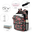 Red Cartoon Cherry Custom Kids Backpack 16.5 Inch for Boy Girl, Personalized Waterproof Child School Travel Bag with Name by TinyTreasures Baby Boutique