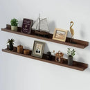 SAUMONIERES Picture Ledge Shelf Floating Book Shelves Set of 2 Wall Mounted Solid Wood for Bedroom Bathroom Living Room Kitchen, 48 Inch Walnut by CozyNest Decor