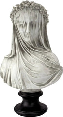 Design Toscano Veiled Maiden Indoor Bust Statue, 9 Inch Wide, 14 Inch Tall, Cast Stone Resin, Antiqued White Finish with a Black Painted Base by GreenHaven Gardens