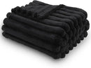 NEWCOSPLAY Super Soft Throw Blanket Black Premium Silky Flannel Fleece 3D Ribbed Jacquard Lightweight Bed Blanket All Season Use (Black Ribbed, Throw(50"x60")) by CozyNest Decor