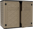 ZZM Large Outdoor Storage Shed, 48 Cu Ft Resin Versatile Storage Cabinet for Patio Accessories, Trash Cans & Garden Tools, Durable Horizontal Storage Box with Lockable Lid (Coffee) by GreenHaven Gardens