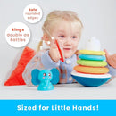 PlenPLAY Baby Tummy Time Toys - Musical Stacking Rings for Toddlers 1-3, Sensory Learning Toys with Elephant Themed Stackable Rings by TinyTreasures Baby Boutique