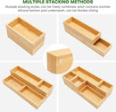 Bamboo Drawer Organizer Set, 9 PCS Multi-Use Individual Wood Storage Organizers, Junk Drawer Divider and Storage Trays Containers for Kitchen, Bathroom, Office Desk, Makeup, Jewelry, Utensils by CozyNest Decor