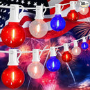 50FT G40 Red White and Blue Lights, 4th of July Decorations Lights Plug in with 50+3 LED Bulbs, Patriotic Decor Indoor Outdoor String Light for Party Patio Garden Bistro Independence Day Memorial Day by GreenHaven Gardens