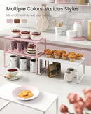 SONGMICS Cabinet Organizer Shelf, Set of 2 Kitchen Counter Shelves, Kitchen Storage, Spice Rack, Stackable, Expandable, Metal and Engineered Wood, Jelly Pink UKCS025S01 by CozyNest Decor