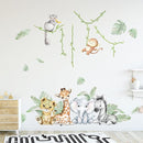 59.05x53.14 Inch Woodland Animals Wall Decals - Forest Animal Wall Decal with Elephant, Zebra, Monkey, Giraffe - Nursery Decor for Home, Baby Room, Boys & Girls Bedroom Art by TinyTreasures Baby Boutique