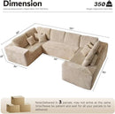 ovios Sectional Cloud Couch for Living Room, Modular Floor Sofa with Plush Corduroy, No Assembly Required, Big Comfy Couches Set with Fluffy Memory Foam, Stupendous U Shaped Sofas with Chaise, Grey by CozyNest Decor
