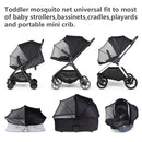 Beberoad Love Universal Stroller Sun Shade & Mosquito Net – 2-in-1 Baby Stroller Cover with UV Protection & 2-Way Zipper for Infant Carriages, Prams, and Travel Strollers (Black) by TinyTreasures Baby Boutique