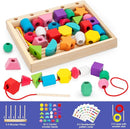 Montessori Wooden Lacing Beads Toys for 2 3 4 Year Old Toddler Kids, Sequencing & Stacking Block Toy with Storage Box, STEM Preschool Learning Toys, Christmas Birthday Gifts for Boys Girls by TinyTreasures Baby Boutique