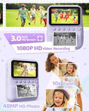 Kids Camera Instant Print for Girls Ages 3-14, 3-inch HD Screen Camera for Kids with Printing Paper, 1080P Digital Toddler Toys for 4 5 6 7 8 9 10 11 12 Years Old (Purple) by TinyTreasures Baby Boutique