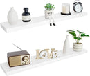 BGMG Floating Shelves for Wall 48 inch Long,Rustic Solid Wooden Deep Wall Shelves for Bathroom Living Room Bedroom Kitchen Farmhouse Set of 2-48x6.7x1.25 inch- White by CozyNest Decor