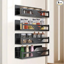 Magnetic Spice Rack for Refrigerator, 4-Pack Metal Seasoning Organizer for Kitchen Storage Organization, Magnetic Shelf for Fridge Space Saving Spice Organizer, Black by CozyNest Decor