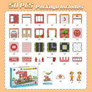 Magnetic Tiles, 50PCS Fire Station Theme Building Blocks Set, Magnet Building Blocks and STEM Preschool Toys for Toddlers Kids Ages 3-5 5-7 8-10 by TinyTreasures Baby Boutique