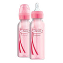 Dr. Brown’s Natural Flow® Anti-Colic Options+™ Narrow Baby Bottles, 8 oz/250ml, with Level 1 Slow Flow Nipple, 4 Pack, Pink/Clear by TinyTreasures Baby Boutique