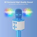 BONAOK Karaoke Microphone for Kids & Adults - Bluetooth Microphones Singing Mic with Disco Lights, Echo Effect, Built-in Speaker Portable Karaoke Player for Party Travel Gifts Q78(Blue) by TinyTreasures Baby Boutique