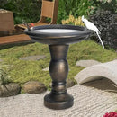 SKYFIRE 22-Inch Fibre Reinforced Concrete Pedestal Floor Fountain and Bird Bath Outdoor Decor for Garden, Patio, Lawn, Backyard - 20”L X 20”W X 22”H Antique Pedestal Birdbath by GreenHaven Gardens