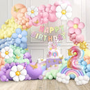Pastel Balloon Garland Kit 219Pcs Daisy Balloon Arch, Pastel Balloons Different Sizes, Happy Birthday Banner, Cake Toppers, Number 2 Balloon, 3D Butterfly, 2nd Birthday Decorations for Girl by TinyTreasures Baby Boutique
