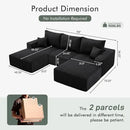 Boneless Sectional Cloud Couch Sofa for Living Room, 112" U-Shaped Modular Modern Lounge Sleeper Black Couches with Chaise, No Assemble, Cordury Compression Upholstered Sofas by CozyNest Decor