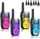 Wishouse Walkie Talkies for Kids Rechargeable Long Range,Xmas Birthday Gift for 4 5 6 7 8 9 Year Old Boys Girls,Hiking Gear Camping Games Cool Toys with NOAA,SOS Siren,Lamp,Lanyards,Easy to Use,4 Pack by TinyTreasures Baby Boutique