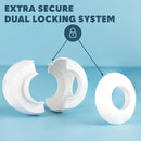 Baby Proofing Door Knob Covers 4 Pack - Easy to Install Child Safety Locks for Doors, Durable & Reusable Child Proof Door Lock, Dual-Lock & Versatile Design, Fits Round Doorknobs, White by TinyTreasures Baby Boutique