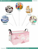 FANKANG Storage Bins, Nursery Hamper Canvas Laundry Basket Foldable with Waterproof PE Coating Large Storage Baskets for Kids Boys and Girls, Office, Bedroom, Clothes,Toys(Rec-pink cloud ） by TinyTreasures Baby Boutique