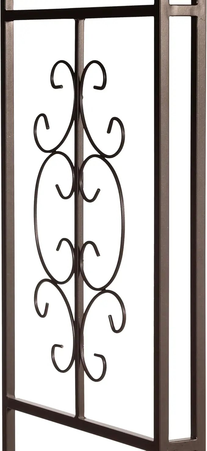 Evergreen Plow & Hearth Montebello-Gunmetal Garden Arbor - 7 Feet Tall | Slim Metal Arch with Iron Trellis for Climbing Plants | Elegant Wedding Arbor | Outdoor Patio & Garden Decor, photo 6 of 8