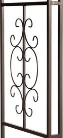 Evergreen Plow & Hearth Montebello-Gunmetal Garden Arbor - 7 Feet Tall | Slim Metal Arch with Iron Trellis for Climbing Plants | Elegant Wedding Arbor | Outdoor Patio & Garden Decor by GreenHaven Gardens