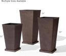 LA JOLIE MUSE Tall Outdoor Planters Set of 2, 20 inch Large Tapered Square Planters for Indoor/Outdoor Plants, Large Outdoor Flower Pots for Front Door, Patio and Deck by CozyNest Decor