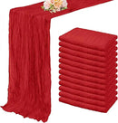 12 Pack Red 10FT Cheesecloth Table Runner Rustic Gauze Fabric Cheese Cloth Table Runner for Wedding Bridal Baby Shower Table Decor Boho Sheer Birthday Party Table Decorations 20 x 120 Inch Long by CozyNest Decor