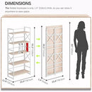 4NM 5 Tiers No Assembly Book Shelves, 51.2" H Folding Bookshelf Bookcase Open Industrial Foldable Shelves for Bedroom, Living Room, Home Office - Natural White by CozyNest Decor