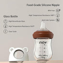 Natural Glass Baby Bottle for Breastfeeding Babies, 5.4oz Anti-Colic Baby Bottle with Natural Response Nipple(S), Clear, Wide Neck, 2 Pack, 1 Months+ by TinyTreasures Baby Boutique