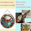 Dragonfly and Flower Suncatcher Stained Glass,Hanging Stained Glass Suncatcher for Windows,20cm/7.87inch Hand-Painted Sun Catcher Garden Hangings Halloween Fall Christmas Decor for Home by GreenHaven Gardens