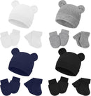 Cuffbow 4 Pcs Preemie Hats Mittens and Socks Set Preemie Mittens Warm Terry Socks for Baby by TinyTreasures Baby Boutique
