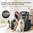ANJ Power Home Theater Recliner Chair Set of 2, Electric Movie Theater Seating Reclining Chairs with Cup Holders for Living Room, Faux Leather with Blue LED, USB Ports, Hidden Arm Storage (Black) by CozyNest Decor