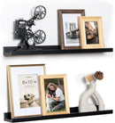 Fun Memories Picture Ledge Shelf, 24 Inch Floating Shelves Set of 2, Nursery Book Shelves for Toys Storage, Kids Bookshelf Wall Mounted for Wall Decor Books Photo Frames, Black by TinyTreasures Baby Boutique