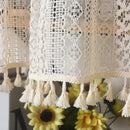 Sutuo Home Boho Sheer Curtain Valance Tier Crochet Lace with Bohemian Hollow Knitted Handmade Tassels, Short Farmhouse Window Treatment for Kitchen Cafe, Rod Pocket, 1 Panel 59" W x 24" L, Beige by CozyNest Decor