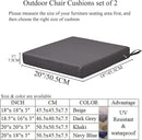 20 x 18 Inch Outdoor Chair Cushions for Patio Furniture UV Resistant Non Slip Waterproof Replacement Patio Seat Cushion with Ties Set of 2, Khaki by GreenHaven Gardens