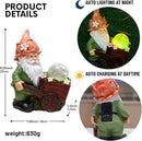 Solar Garden Gnome Statue with Crackle Glass Globe Lights, Waterproof Outdoor Decor for Patio, Lawn, or Yard, Whimsical Housewarming Gift(Green Gnomes) by CozyNest Decor