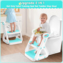 Gimars Upgrade Ultra-Stable 2 In 1 Multifunctional Toddler Potty Seat For Toilet with Setp Stool, Potty Traning Toilet For Boys Girls With Widened Ladder,Comfortable Safe Potty Seat With Handrail,Aqua by TinyTreasures Baby Boutique