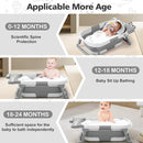 Collapsible Baby Bathtub for Newborn, Foldable Baby Bath Tub with Thermometer & Soft Floating Cushion & Drain Hole, Portable Travel Infant Bath Tubs for Newborns to Toddlers 0-36 Months Boys, Grey by TinyTreasures Baby Boutique