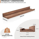 Fun Memories Picture Ledge Shelves Set of 2, 24 Inch Rustic Wall Mounted Floating Shelves with Lip for Home Storage and Décor in Bathroom, Kitchen, Nursery, Bedroom, Living Room, Walnut by CozyNest Decor