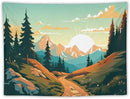 HZOHNAGO Mountain Tapestry Forest Mountain Sunrise Road Pattern Printed Wall Tapestry Wall Hanging for Bedroom Living Room Dorm 40" W x 30" H by CozyNest Decor