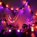 Halloween Horror Atmosphere Lights, Orange&Purple LED String Lights with 9.9FT Creepy Black Gauze, Battery Powered with Timer & 8 Flashing Modes (Orange & Purple) by CozyNest Decor