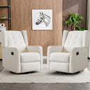 Swivel Rocker Recliner Chair Set of 2, Nursery Glider Chair, Nursery Rocking Chairs, Manual Reclining Chair, White by TinyTreasures Baby Boutique