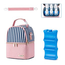 Breastmilk Cooler Bag with Ice Pack Fits 6 Baby Bottles up to 9 Ounce, Breast Milk Pump Cooler Bag with Shoulder Strap for Nursing Mom Daycare, Work, Travel- Straps by TinyTreasures Baby Boutique