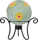 Gazing Ball 8 Inch Flower Glass Mosaic Garden Globe Outdoor Gazing Globe Yard Ornament for Garden Yard Home Lawn Outdoor Decoration Gift for Women (Not Solar Powered) by CozyNest Decor
