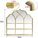 Window Mirror Pane Scalloped, Wide Arched Gold Mirrors Decorative, Cathedral Arch Wall Decor with Metal Windowpane Grid for Mantle Entryway Fireplace Hallway Living Room by CozyNest Decor