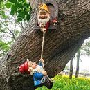 Climbing Gnomes Tree Faces Decor Outdoor for Yard, Adorable Gnome Elf Out Hugger Fairy Door Statue for Tree, Funny Garden Gnome Peeker Sculpture Yard Patio Art by CozyNest Decor