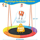 GIKPAL Saucer Swing with Stand for Kids Outdoor, 440lbs Swing Set with Heavy-Duty Metal Frame and Adjustable Ropes, Safe Waterproof Round Playset for Backyard Playground Park, Rainbow Color by TinyTreasures Baby Boutique